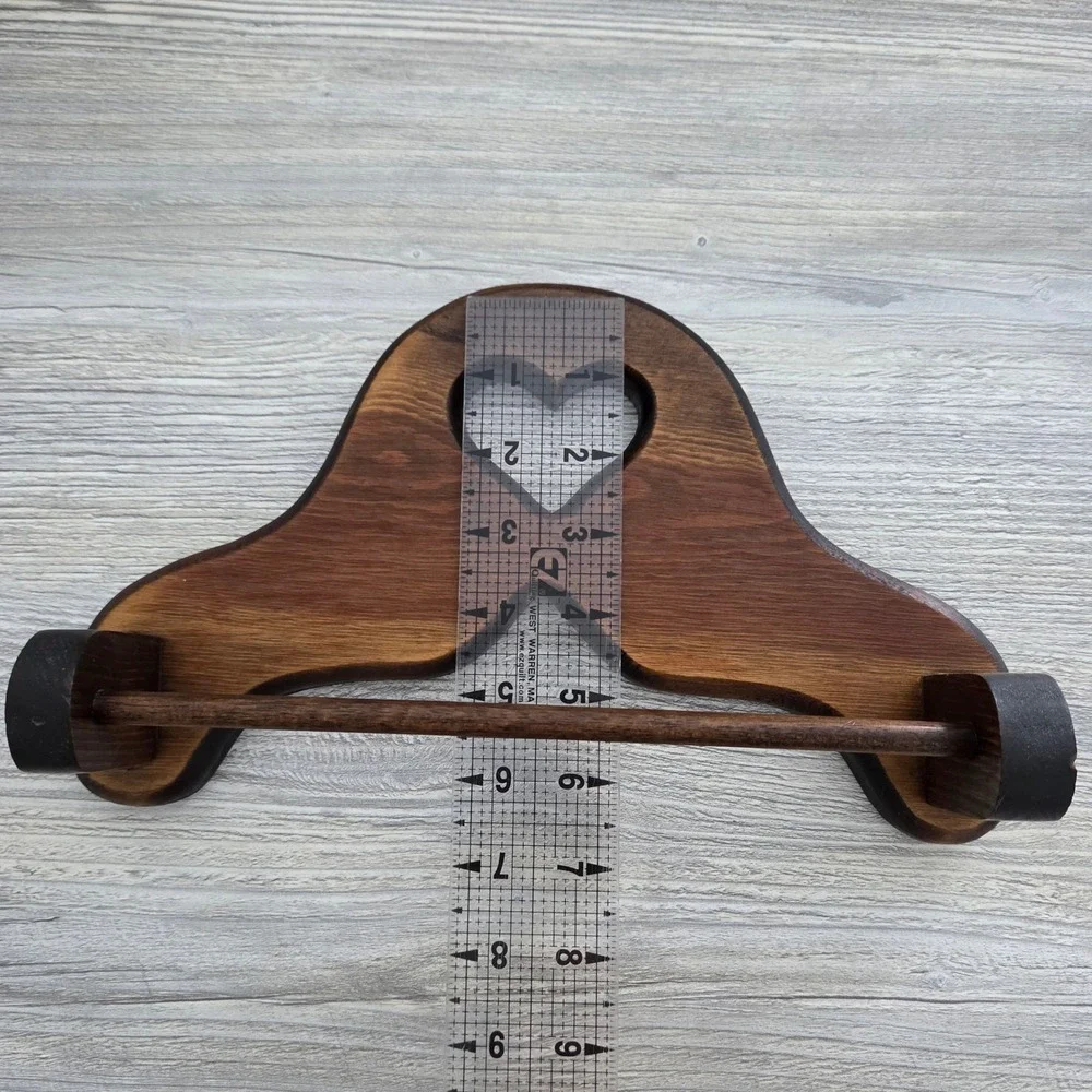 Vintage Wooden Heart Towel Rack Brown Rustic Country Cottage Core Wall Mount